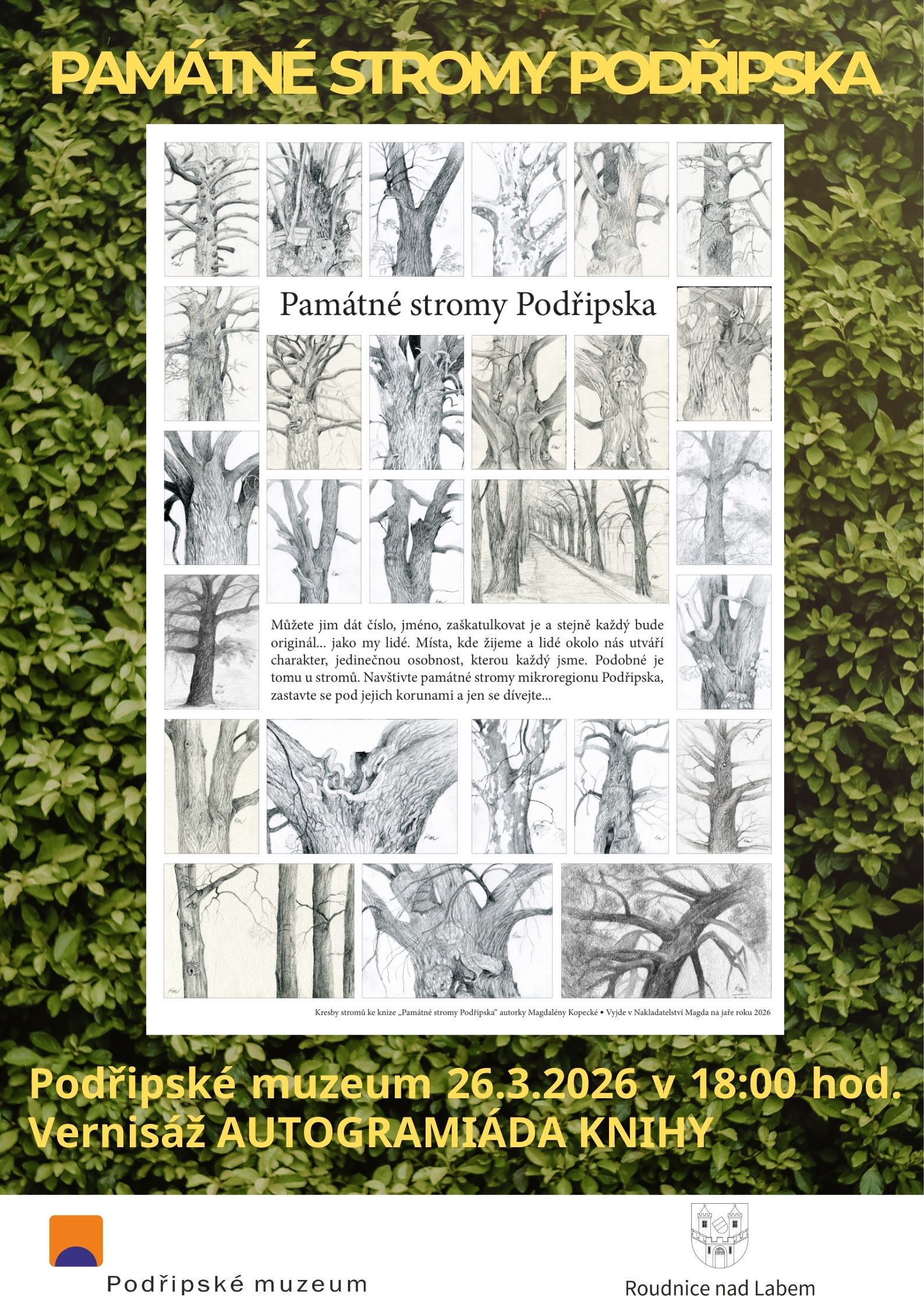 Plakát – Památné stromy Podřipska - Vernisáž a autogramiáda knihy
