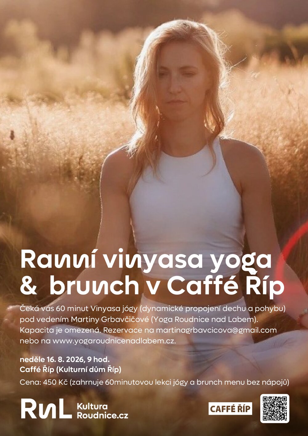 Plakát – Ranní vinyasa yoga  &  brunch v Caffé Říp