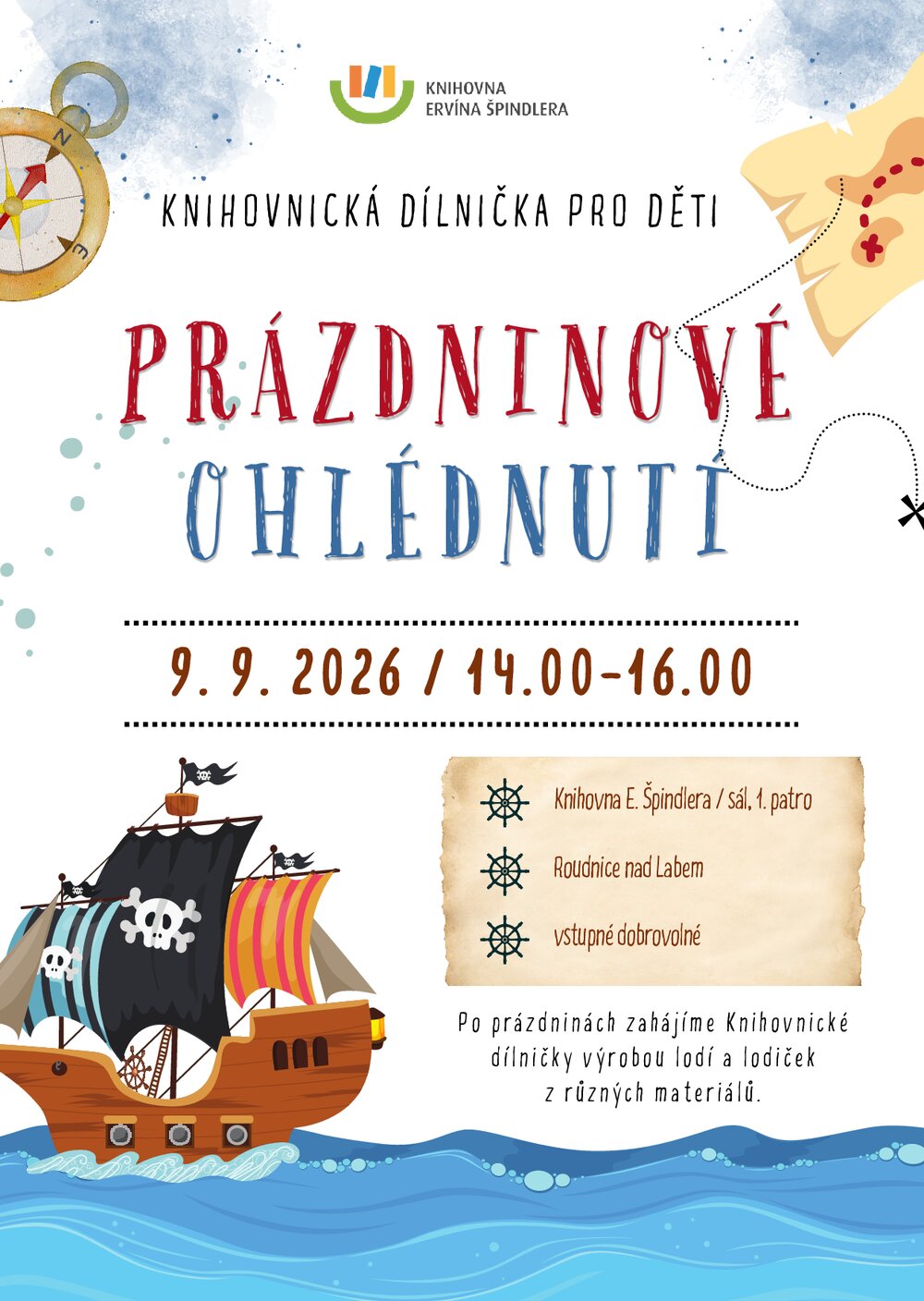 Plakát – Knihovnické dílničky - Prázdninové ohlédnutí