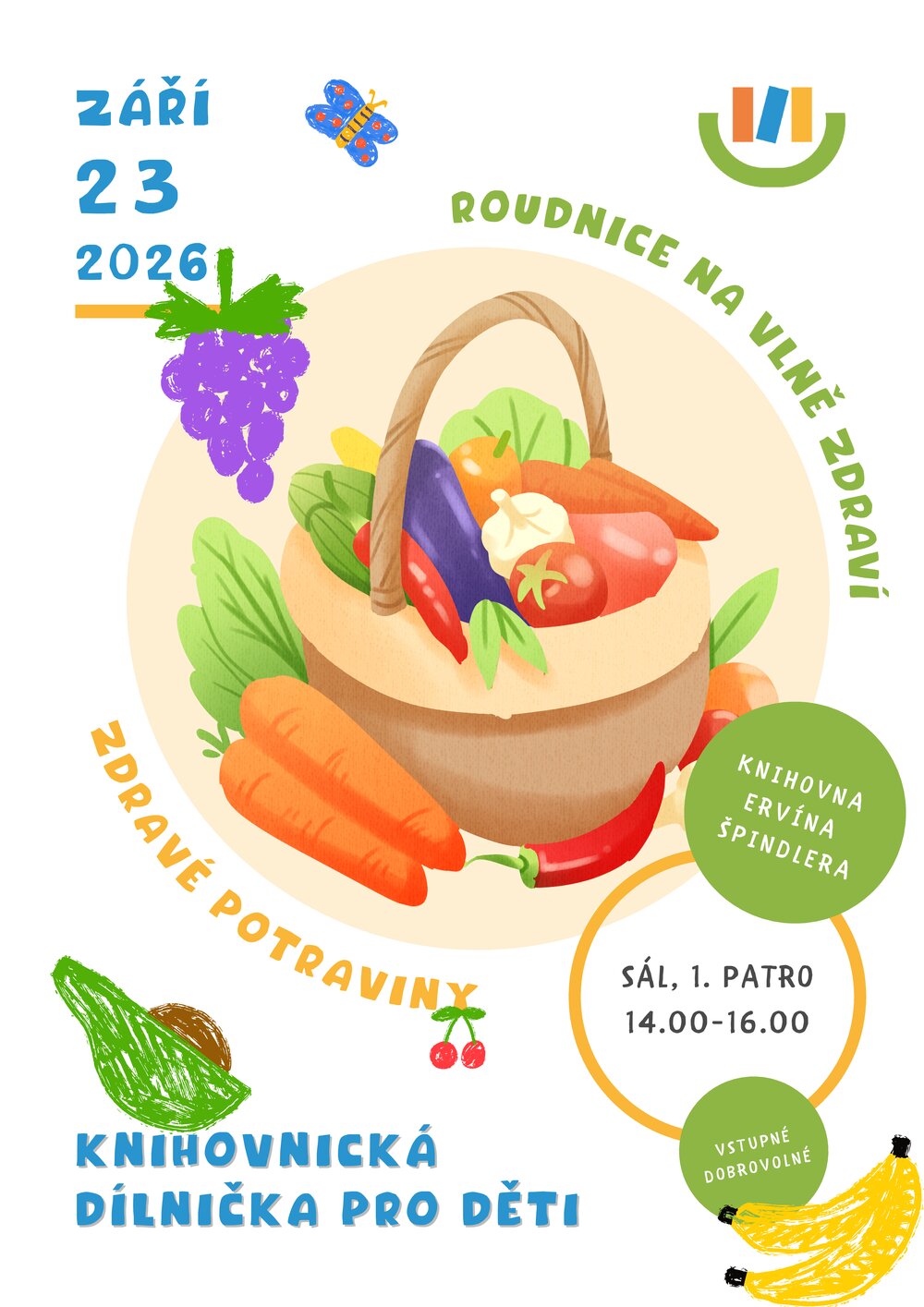 Plakát – Knihovnické dílničky - Zdravé potraviny